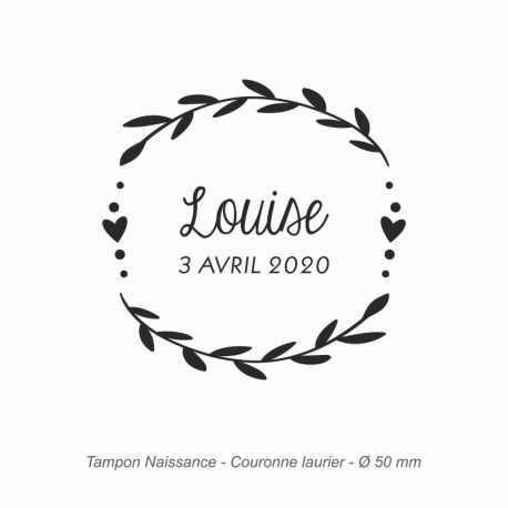 Tampon naissance "Couronne laurier"