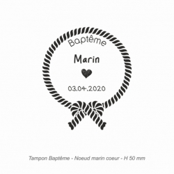 Tampon baptême "Noeud marin coeur"