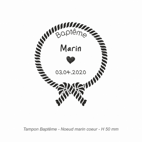 Tampon baptême "Noeud marin coeur"