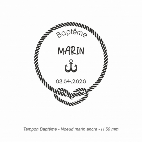 Tampon baptême "Noeud marin ancre"