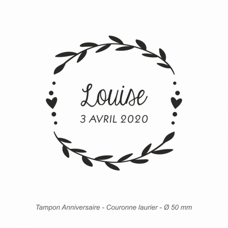 Tampon Joyeux Anniversaire - Couronne laurier