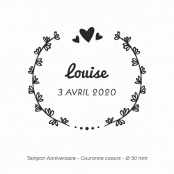 Tampon Joyeux Anniversaire - Couronne coeurs