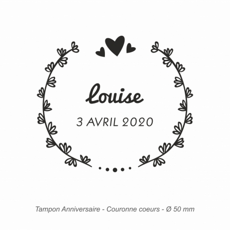 Tampon Joyeux Anniversaire - Couronne coeurs